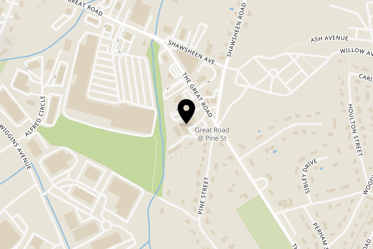 Map showing the location of Gianna's Kitchen on 363 Great Rd in Bedford